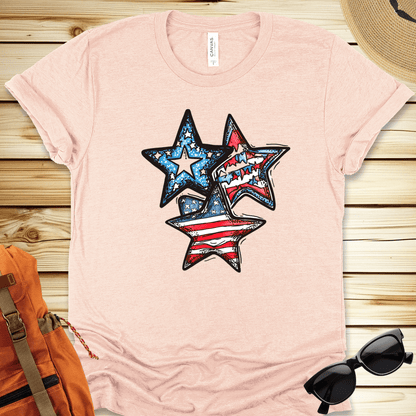 Patriotic Stars Tshirt - Heather Peach