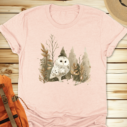 1200s Snowy Owl Tshirt - Heather Peach