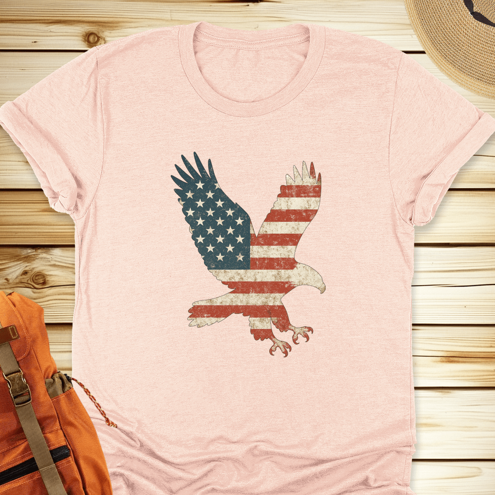 1999 American Flag Eagle Tshirt - Heather Peach
