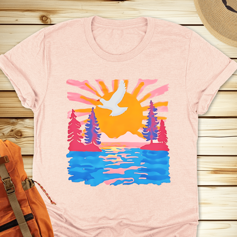 2011 Mountain Landscape Tshirt - Heather Peach