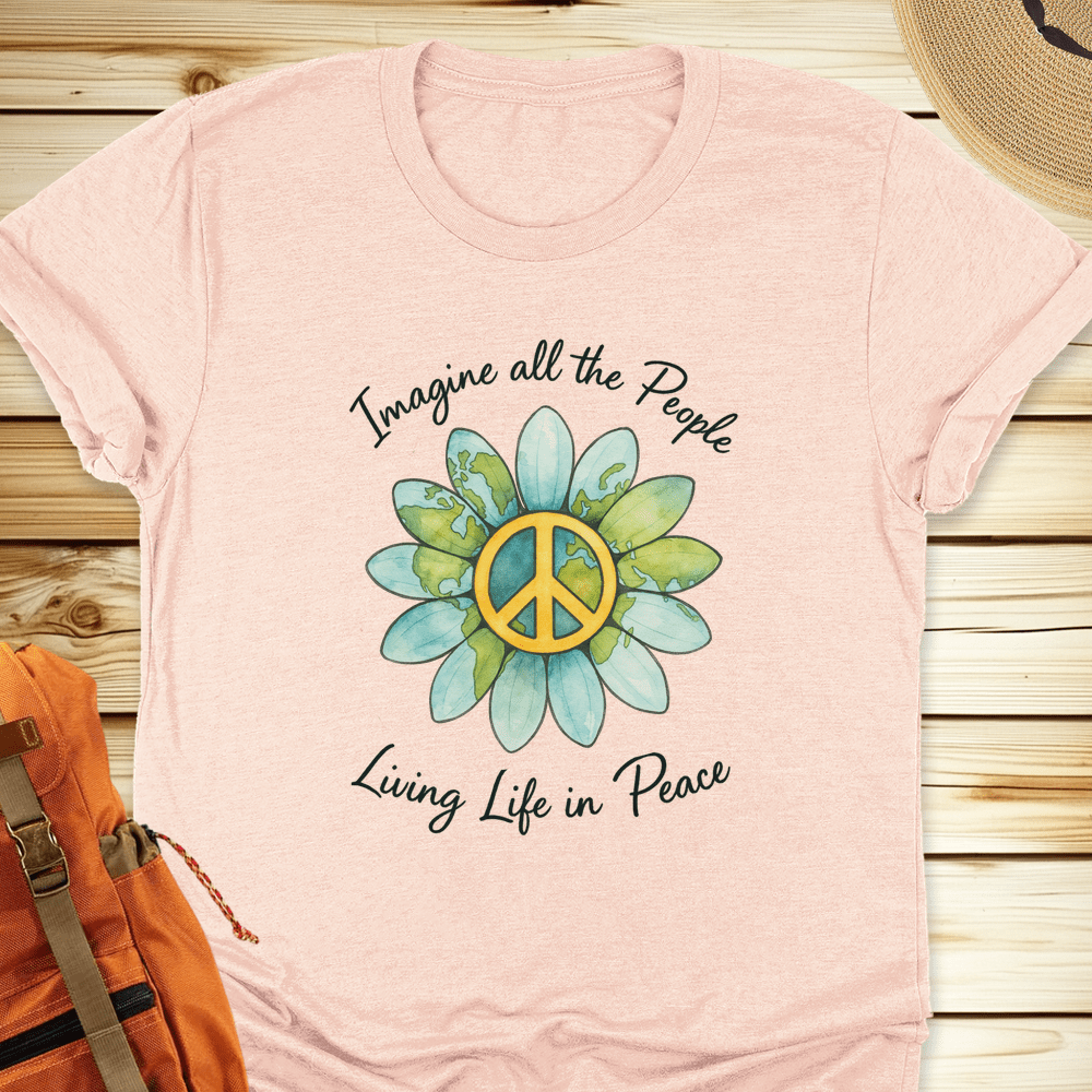 2058 Imagine All The People Tshirt - Heather Peach