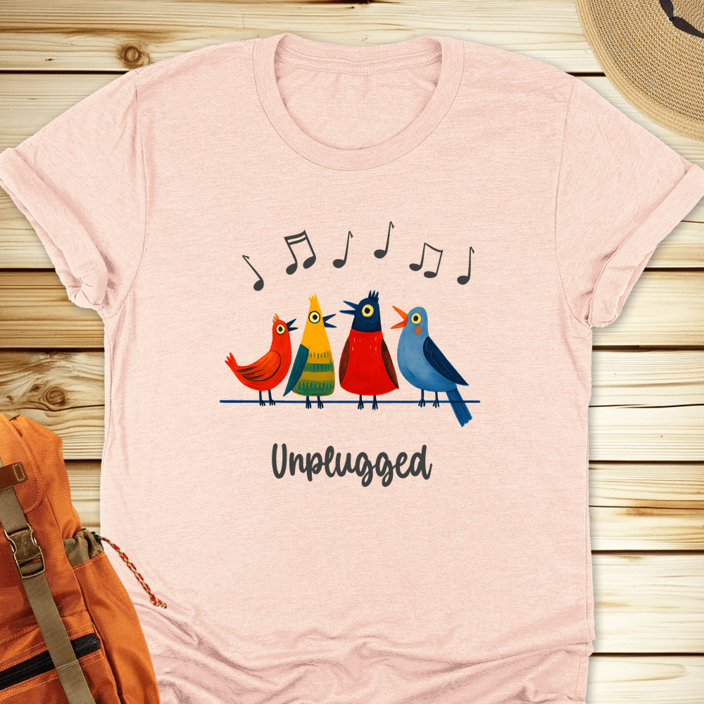 2062 Unplugged Bird Songs Tshirt - Heather Peach