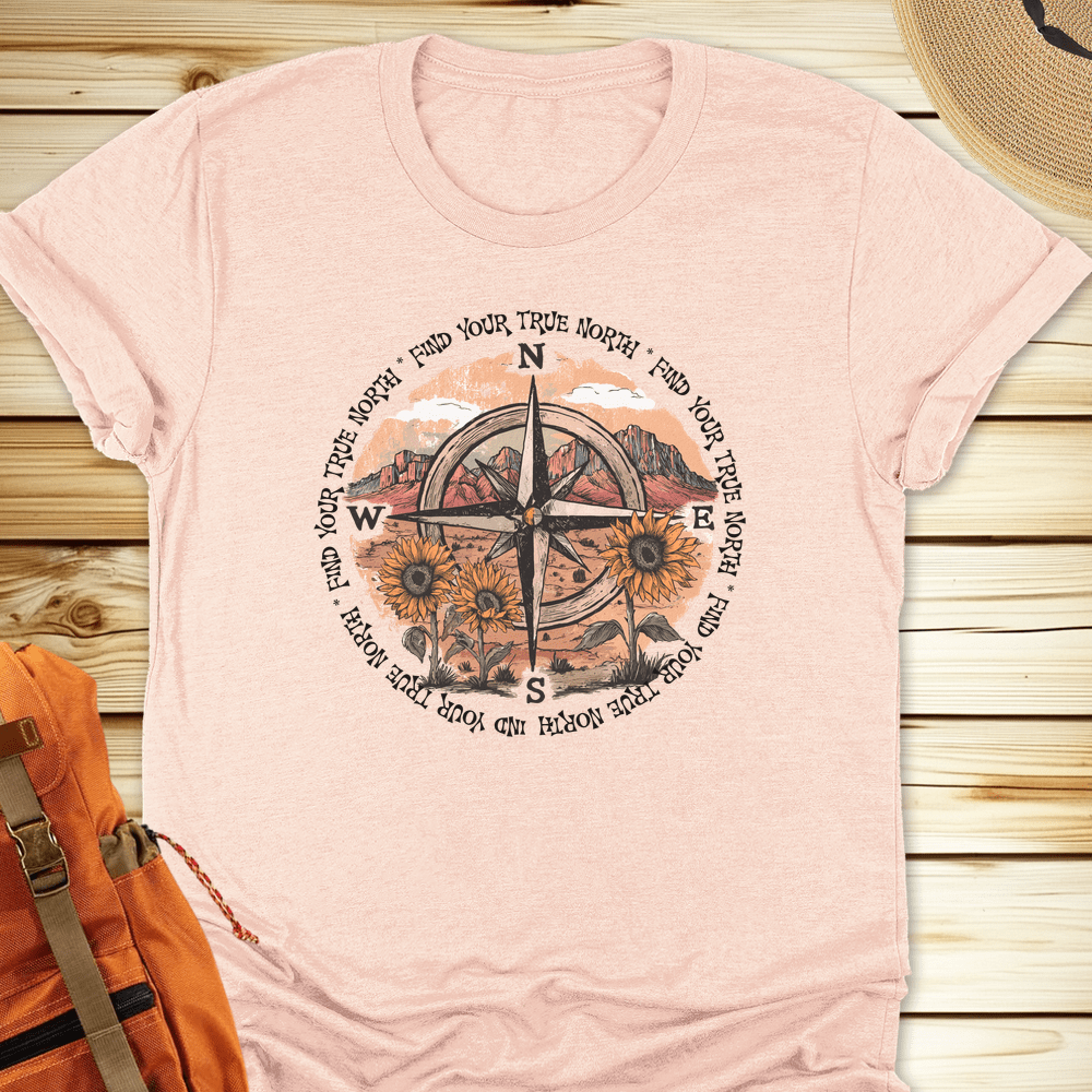 2063b Sunflowers Compass Tshirt - Heather Peach