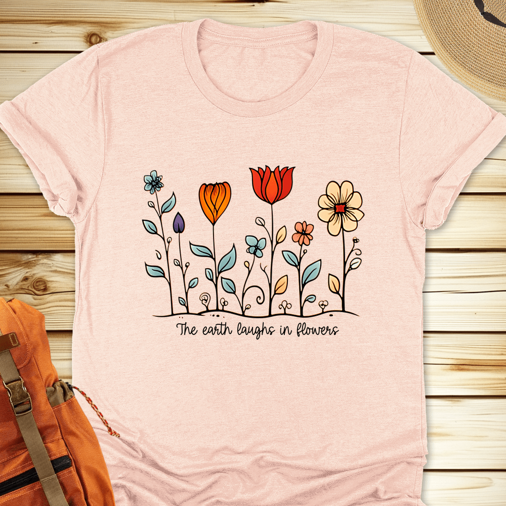 2064 Painted Sunflowers Tshirt - Heather Peach
