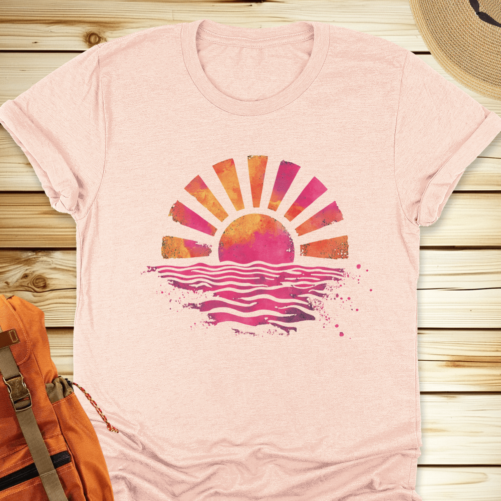 2072 Sunset Splash Tshirt - Heather Peach