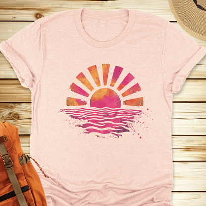 2072 Sunset Splash Tshirt - Heather Peach