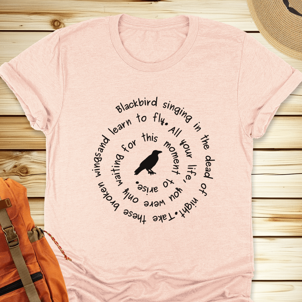 2080 Blackbird Singing Tshirt - Heather Peach