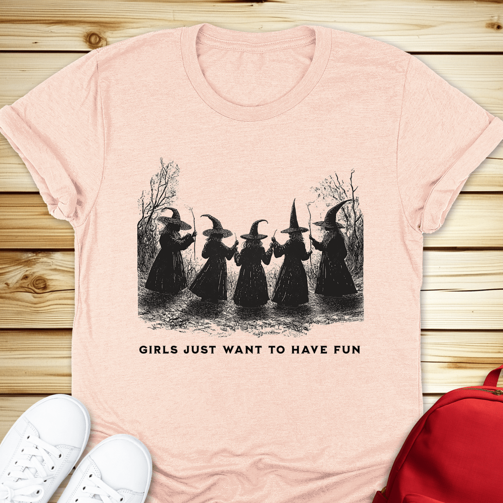 Girls Just Want To Have Fun Tshirt - Heather Peach