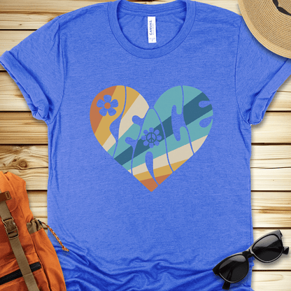 1938 Peace Heart Tshirt - Heather True Royal