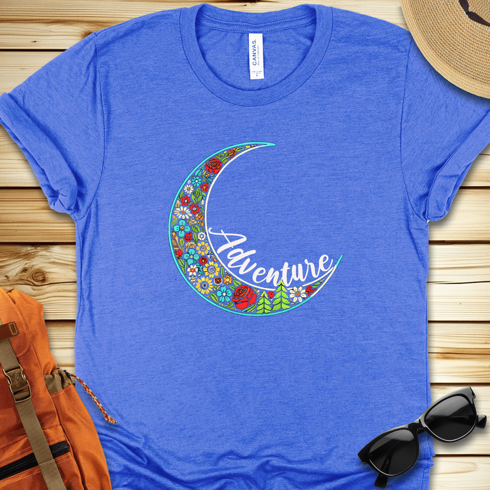 1474 Simple Adventure Moon Tshirt - Heather True Royal
