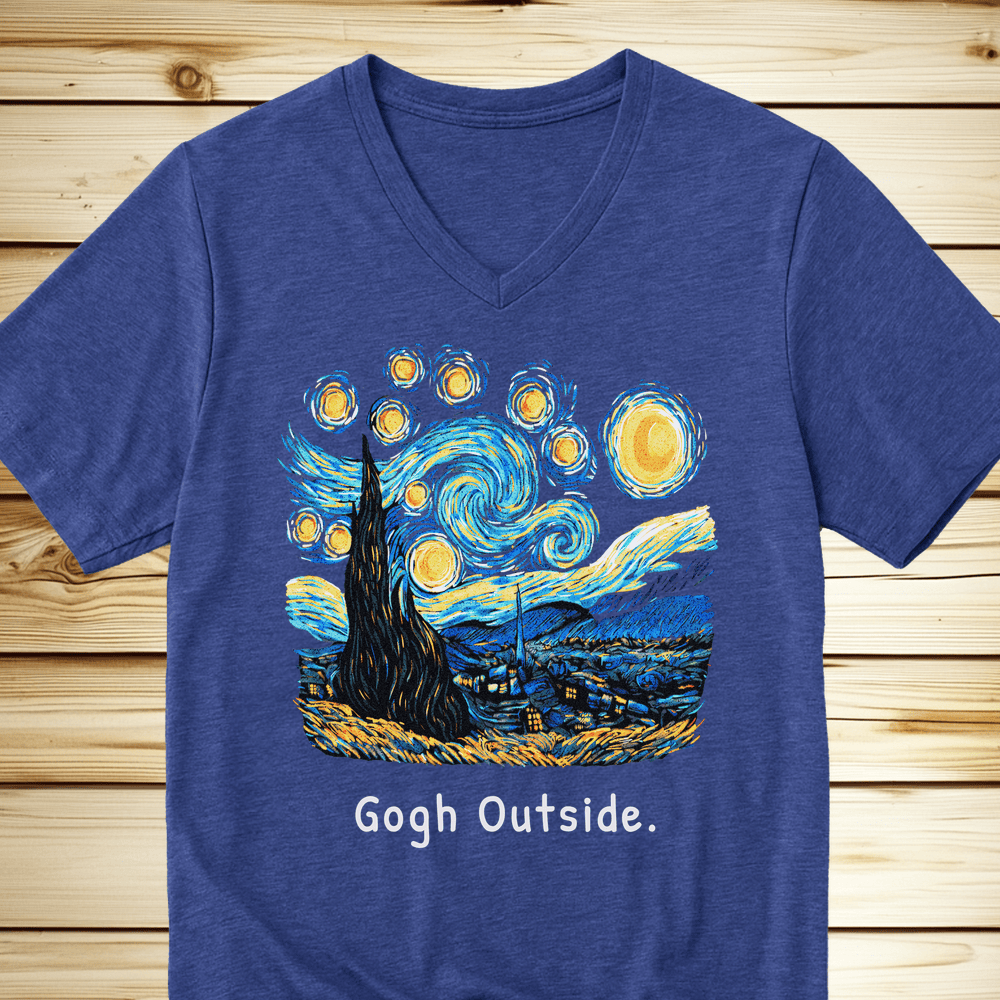 Gogh Outside Starry Nighty V-Neck - Heather True Royal