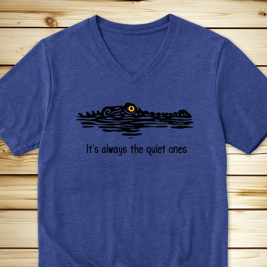 2296 Its Always The Quiet Ones Unisex V-Neck - Heather True Royal