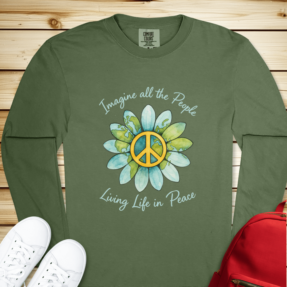 2058 Imagine All The People Long Sleeve Tshirt - Hemp