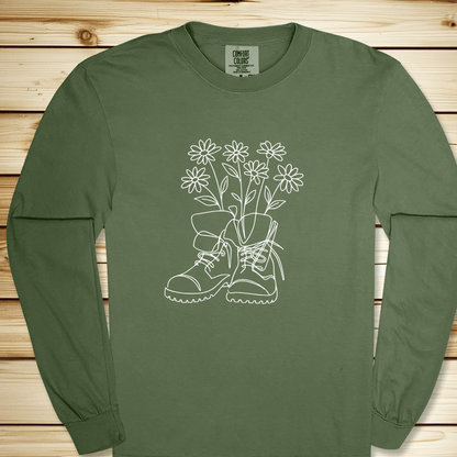 Wildflower Hiking Boots Long Sleeve Tshirt - Hemp