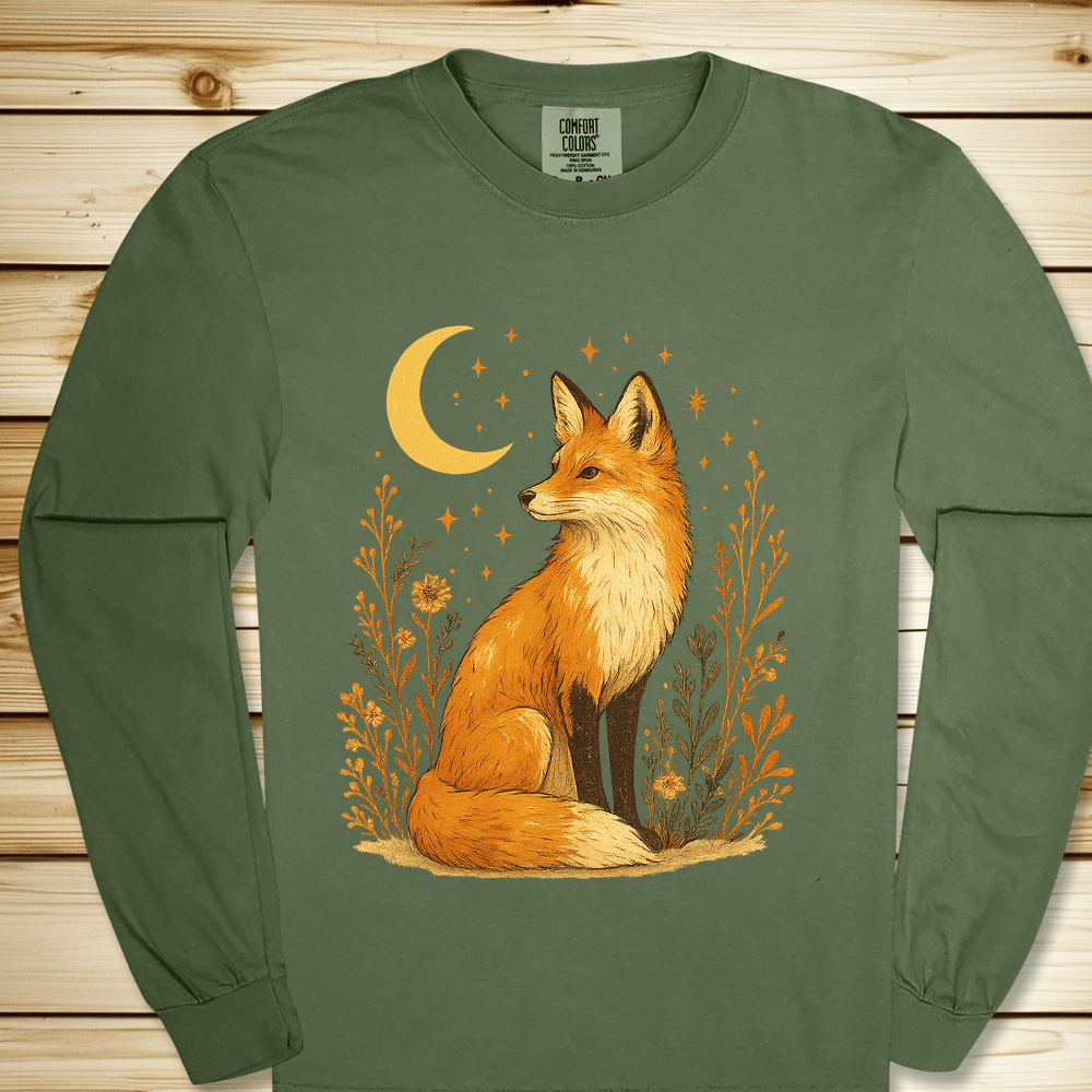 Fox In The Moonlight Long Sleeve Tshirt - Hemp