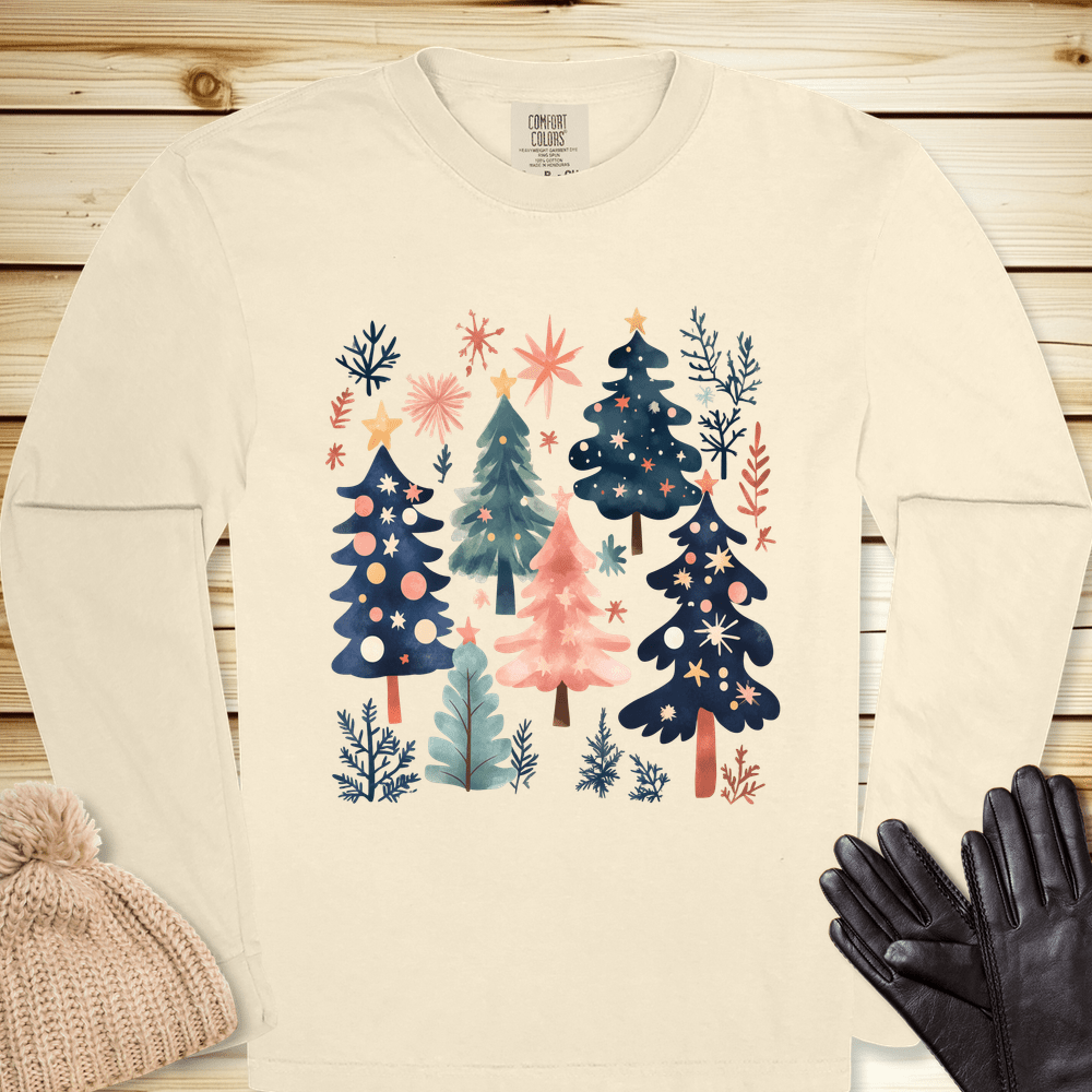 1686 Xmas Tree Long Sleeve Tshirt - Ivory