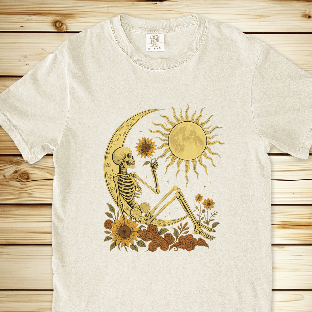 Skeleton Crescent Moon Relaxed Fit Tee - Ivory