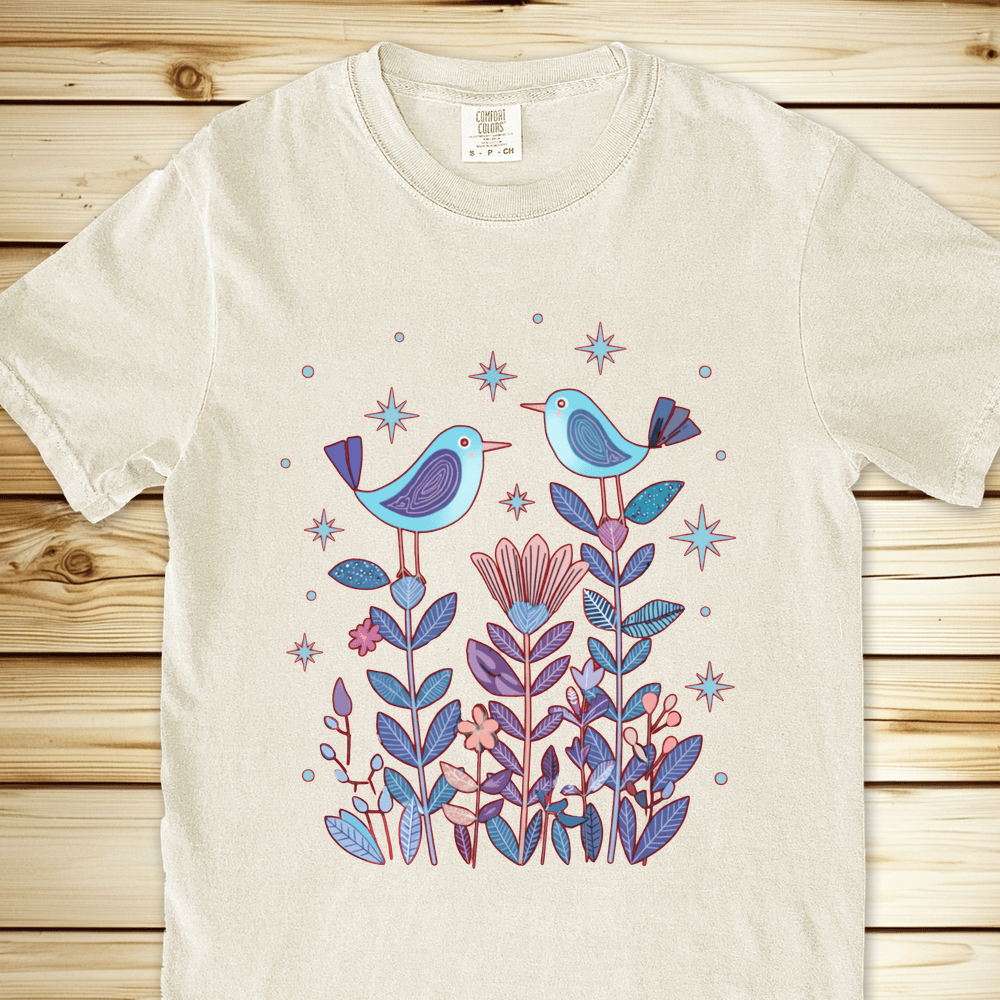 2277 Birds In Twilight Relaxed Fit Tee - Ivory