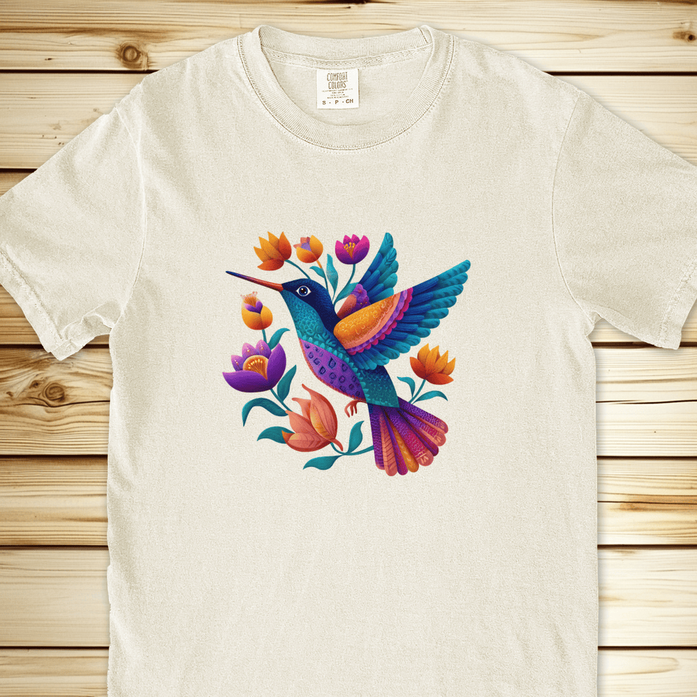 2279 Colorful Humingbird Relaxed Fit Tee - Ivory