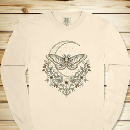 Green Moth Crescent Moon Long Sleeve Tshirt - Ivory