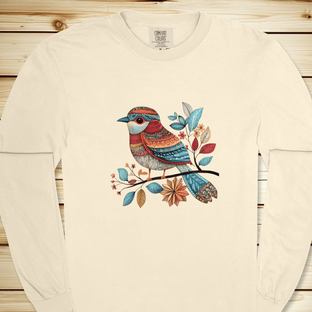 Fancy Pants Bird Long Sleeve Tshirt - Ivory
