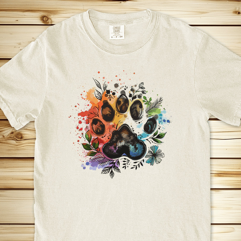 1286 Bear Paw Print Relaxed Fit Tee - Ivory