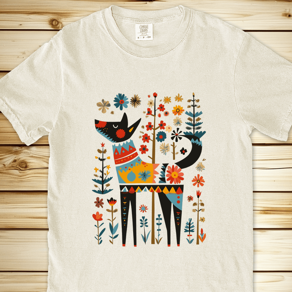 Flower Folklore Dog Relaxed Fit Tee - Ivory
