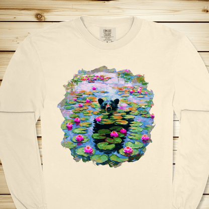 Bear And Water Lillies Long Sleeve Tshirt - Ivory