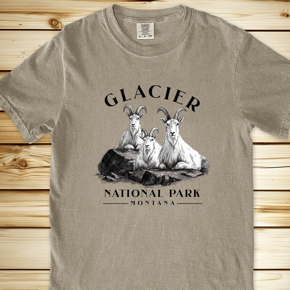 1927 Glacier Nat Park Goat Relaxed Fit Tee - Khaki