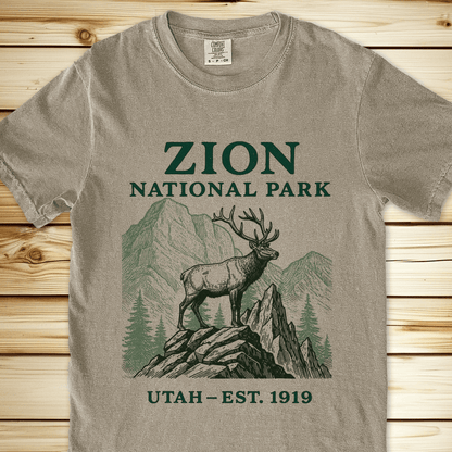 2257b Zion National Park Relaxed Fit Tee - Khaki