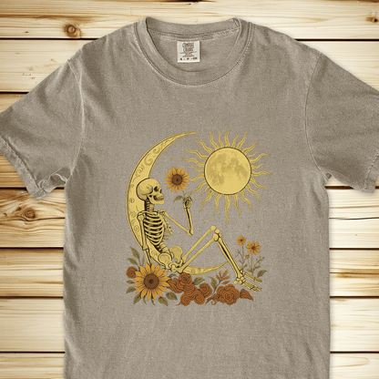 Skeleton Crescent Moon Relaxed Fit Tee - Khaki