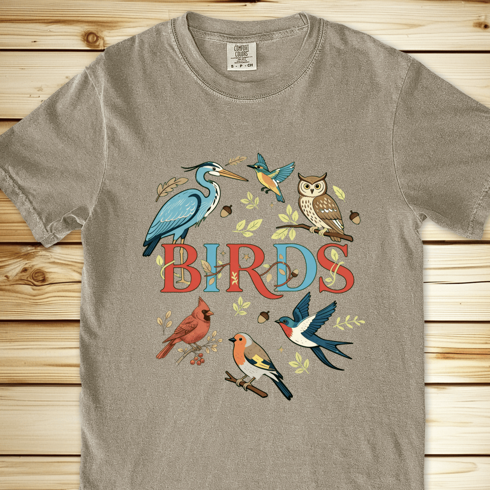 Birds Relaxed Fit Tee - Khaki