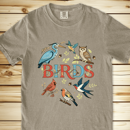 Birds Relaxed Fit Tee - Khaki