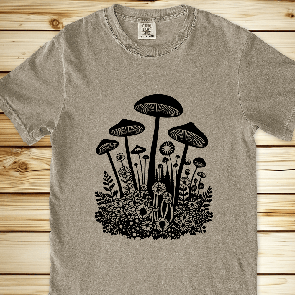 2262 Forest Floor Mushrooms Relaxed Fit Tee - Khaki