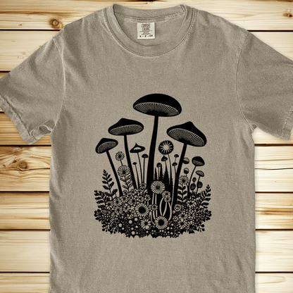 2262 Forest Floor Mushrooms Relaxed Fit Tee - Khaki