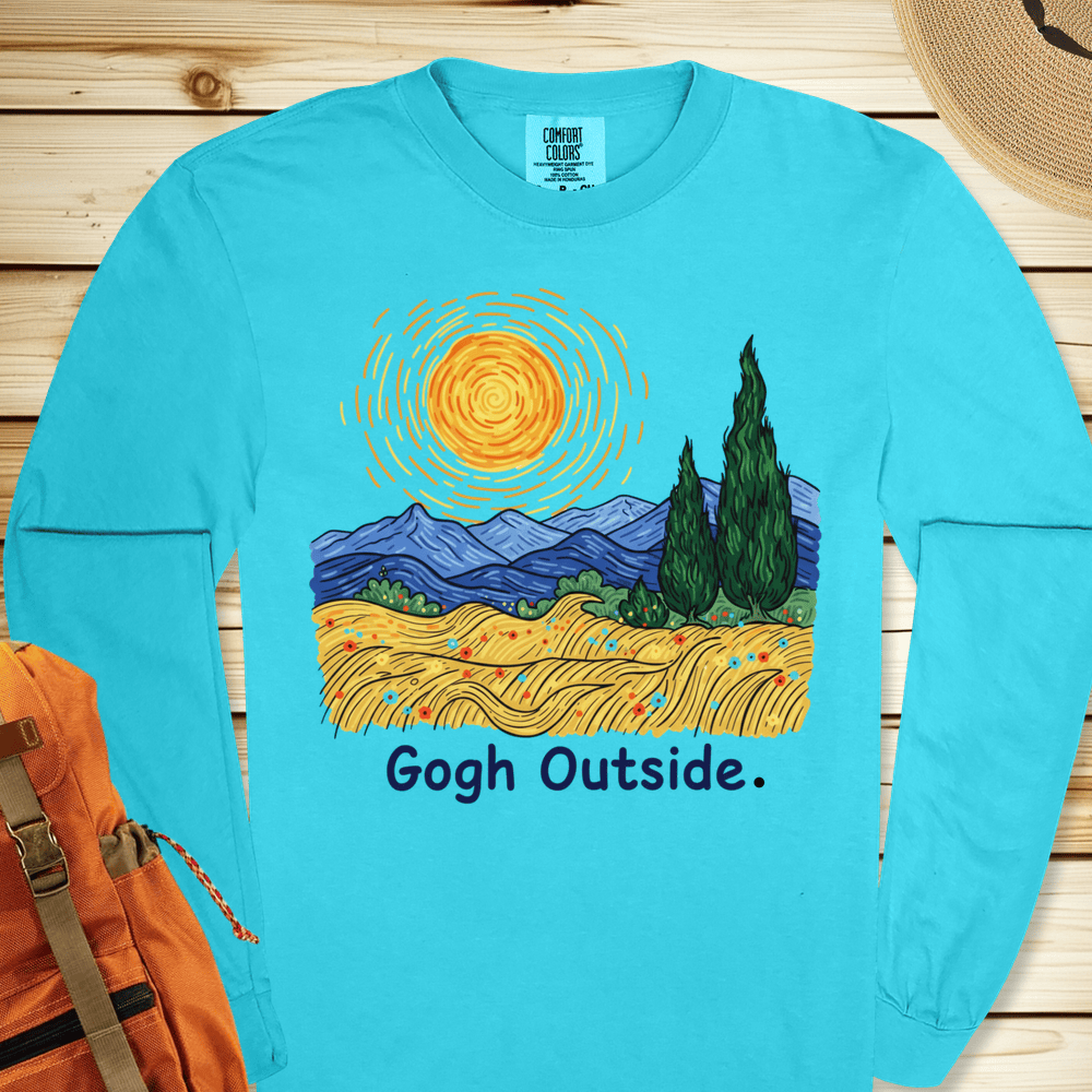 2274 Gogh Outside Long Sleeve Tshirt - Lagoon Blue