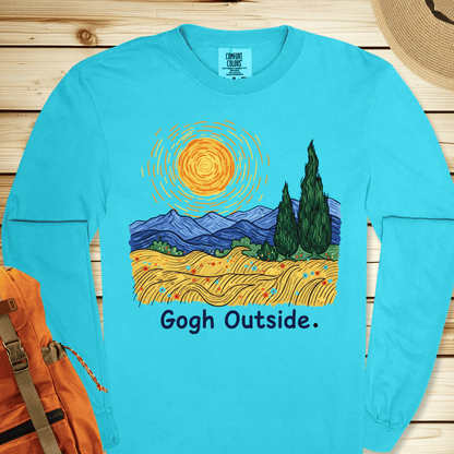 2274 Gogh Outside Long Sleeve Tshirt - Lagoon Blue