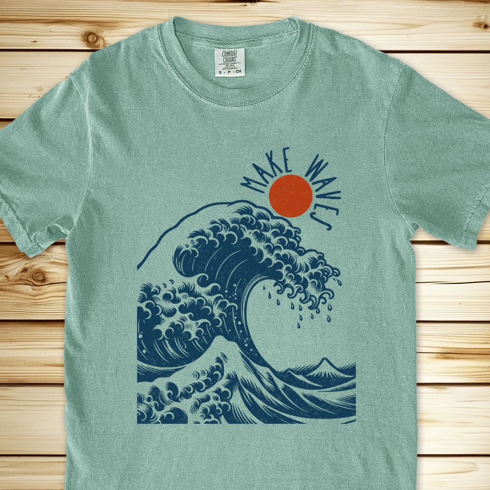 Hokusai Make Wave Relaxed Fit Tee - Light Green