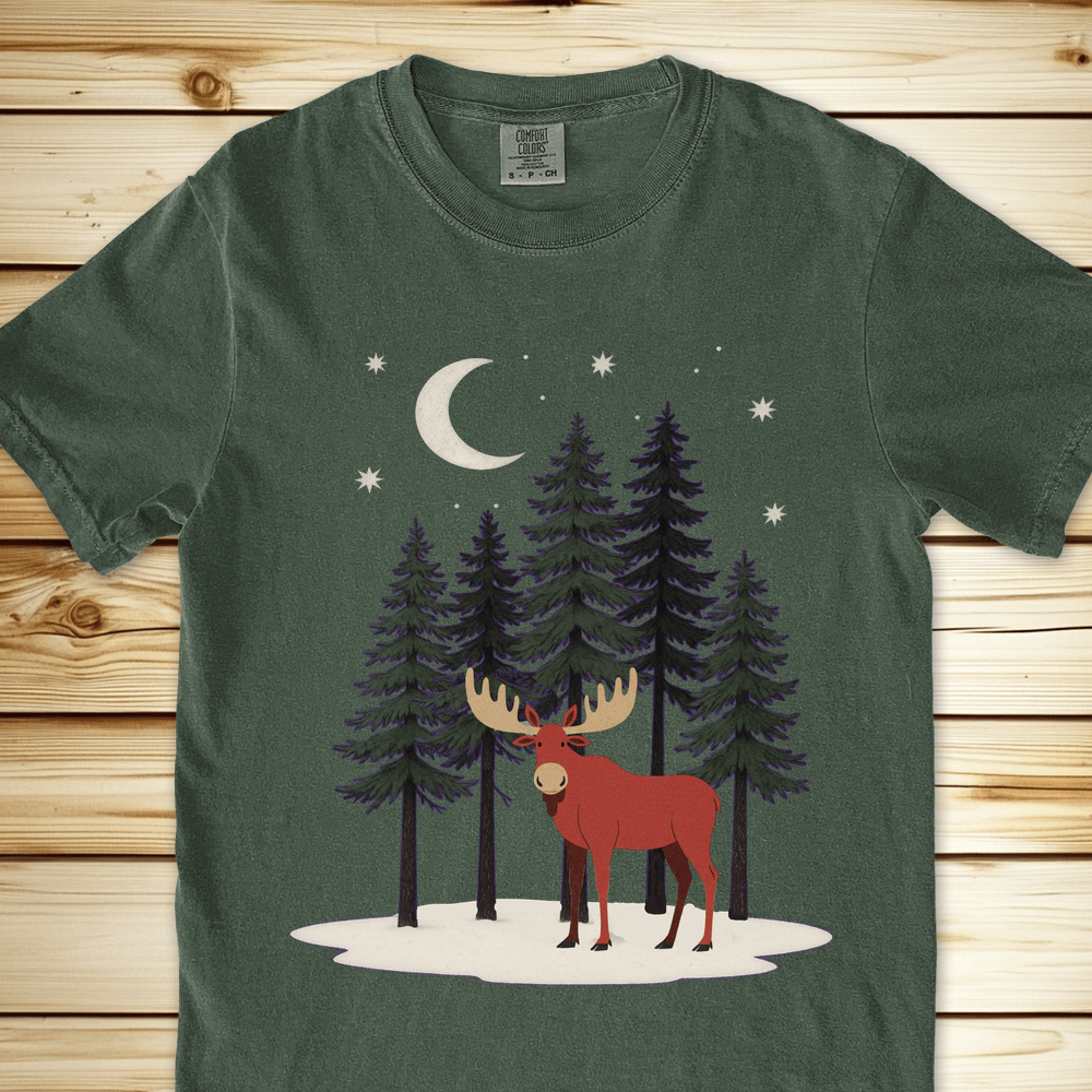2268 Moose In The Snow Relaxed Fit Tee - Moss