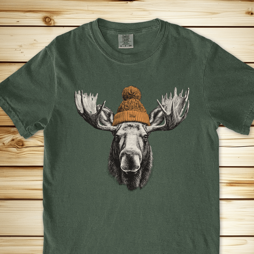 2278 Moose In A Beanie Relaxed Fit Tee - Moss