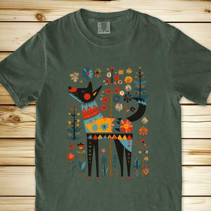 Flower Folklore Dog Relaxed Fit Tee - Moss