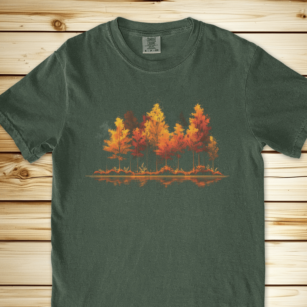 2301 Trees Lake Reflection Relaxed Fit Tee - Moss