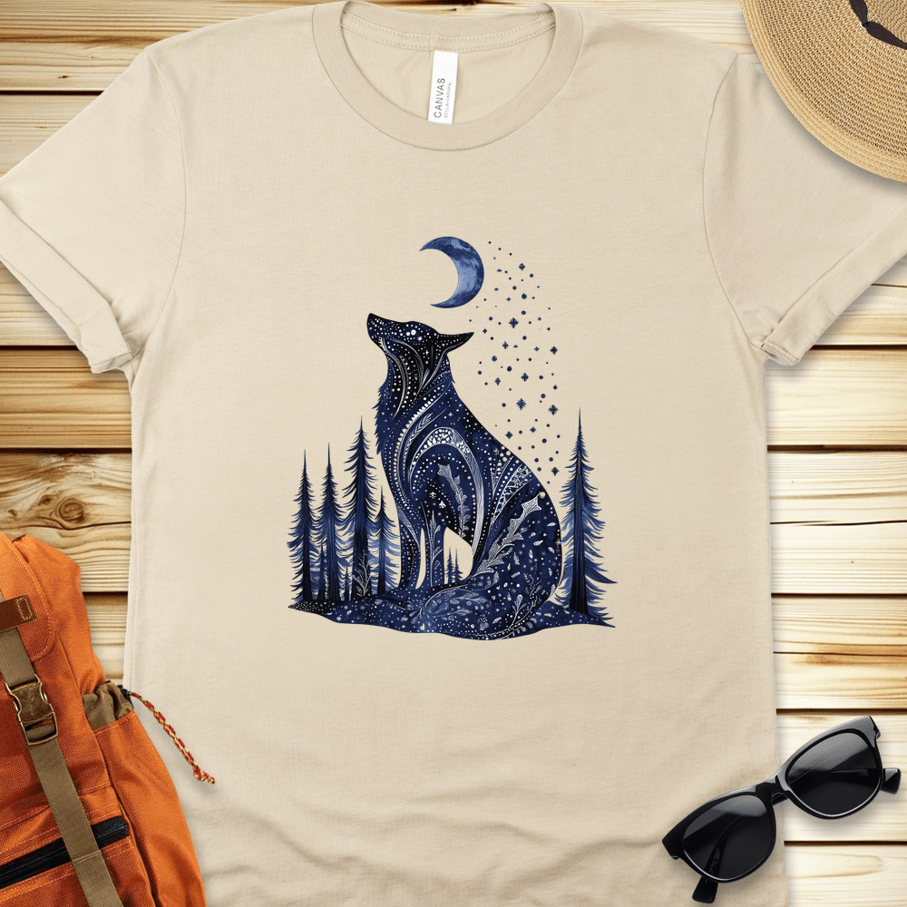 1695 Mystical Blue Wolf Tshirt - Natural