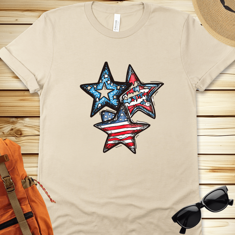 Patriotic Stars Tshirt - Natural
