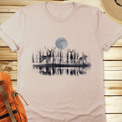 Deer At The Lake Tshirt - Natural