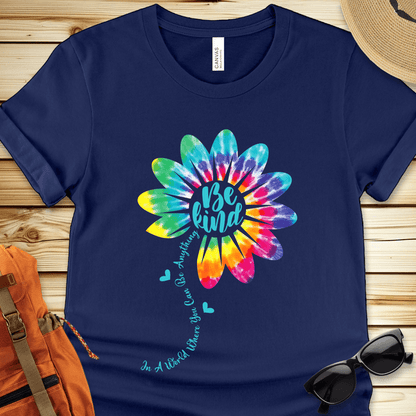 1941 Be Kind Tie Dyed Flower Tshirt - Navy