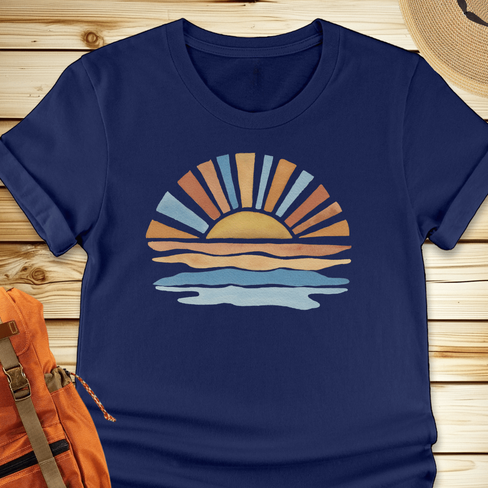 1976 Watercolor Sunshine Tshirt - Navy
