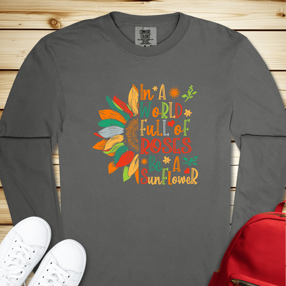 1545 Be A Sunflower Long Sleeve Tshirt - Pepper