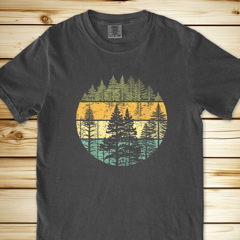 2271 Distressed Woodsy Trees Relaxed Fit Tee - Pepper