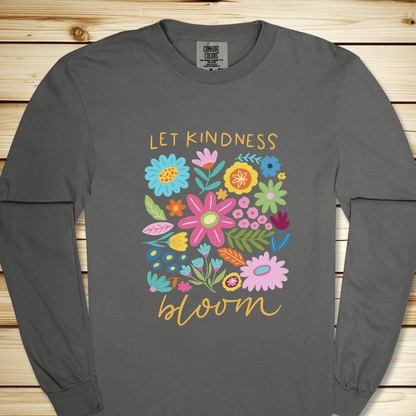 1674 Let Kindness Bloom Long Sleeve Tshirt - Pepper